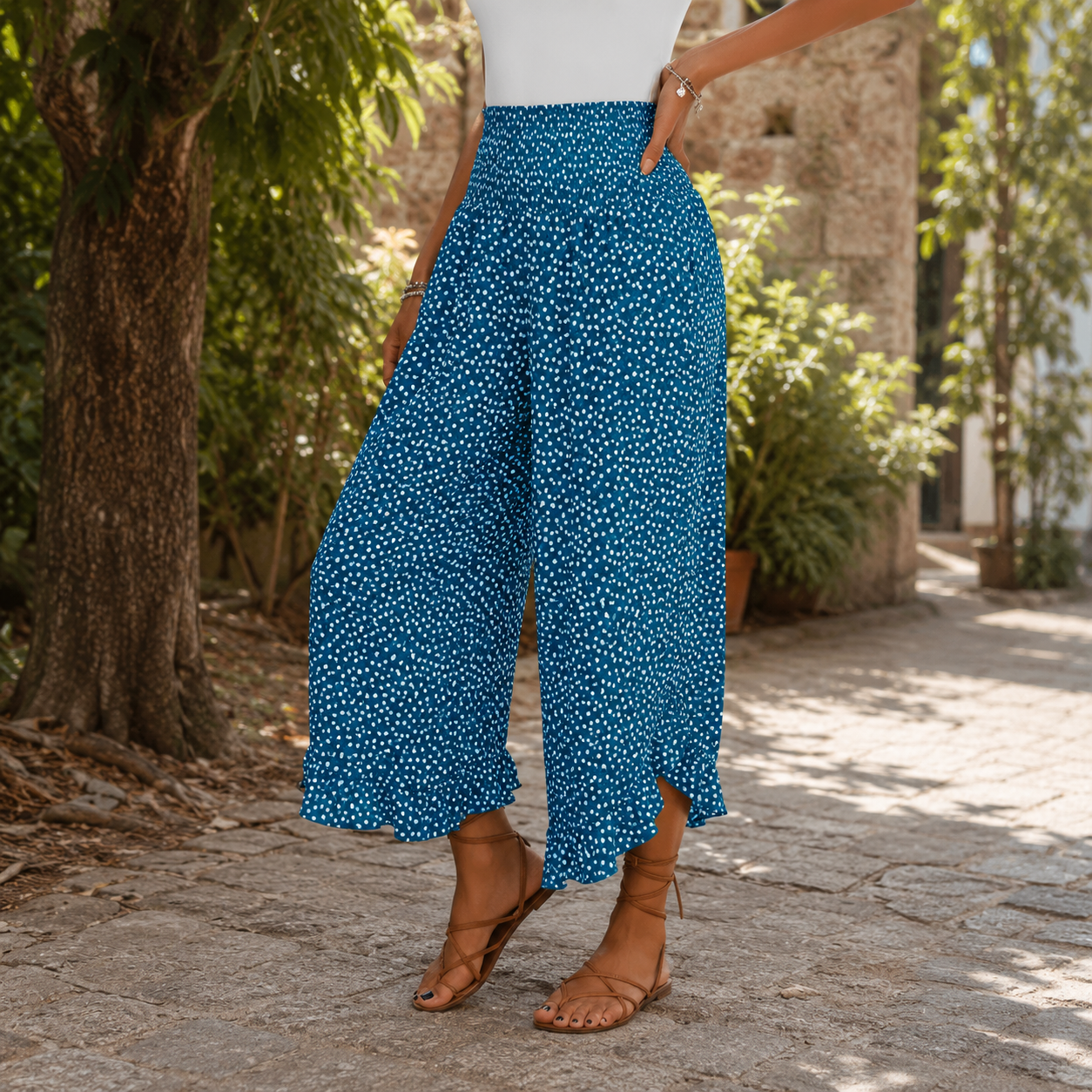 Pantalon Palazzo Pois