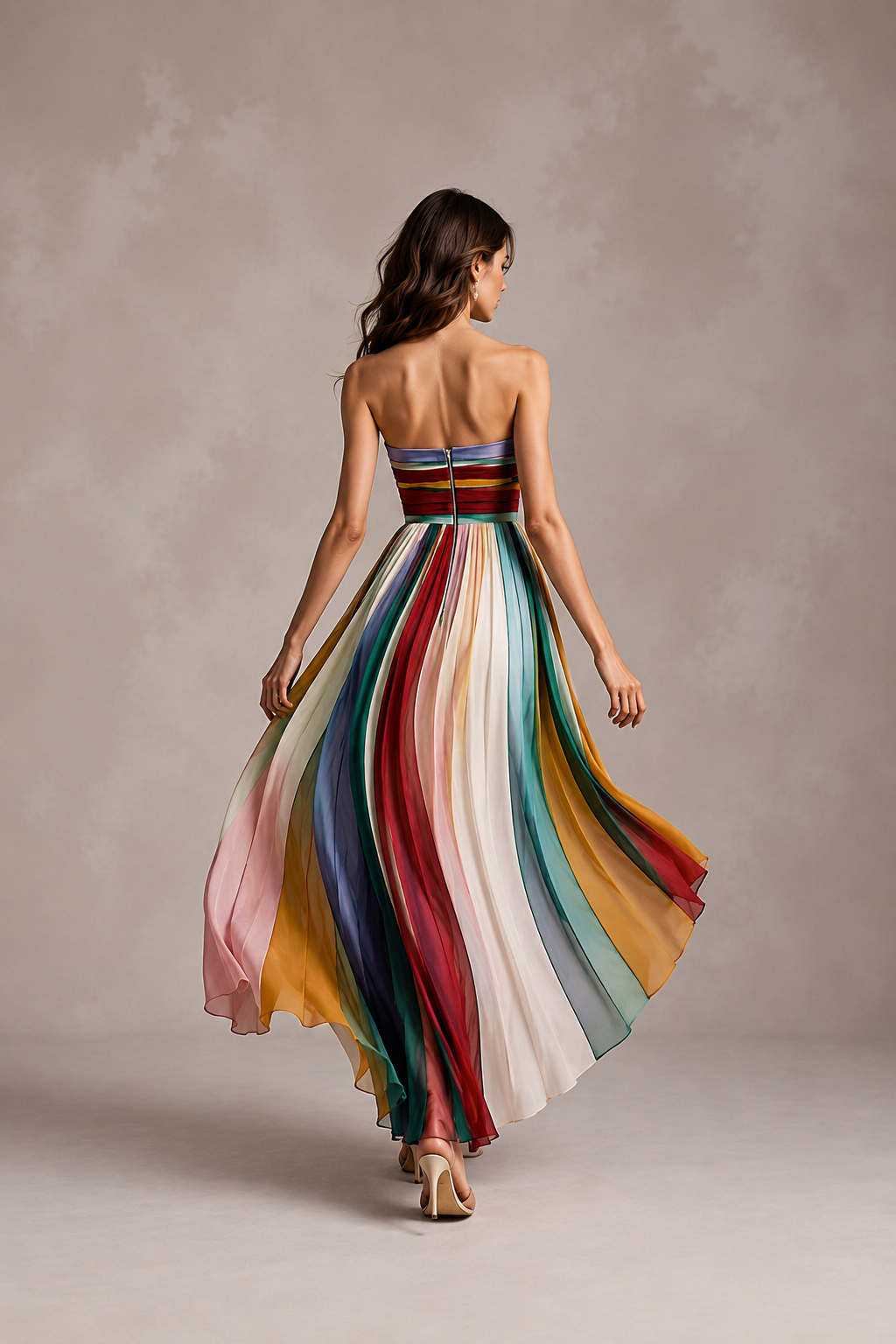Robe Plissée Multicolore