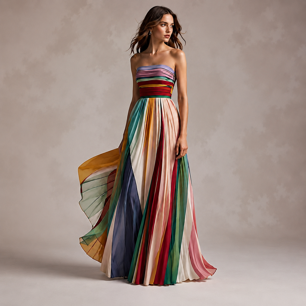 Robe Plissée Multicolore