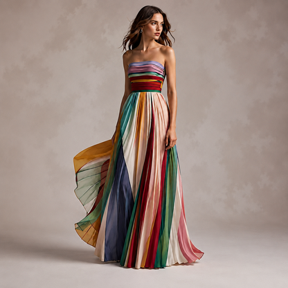 Robe Plissée Multicolore