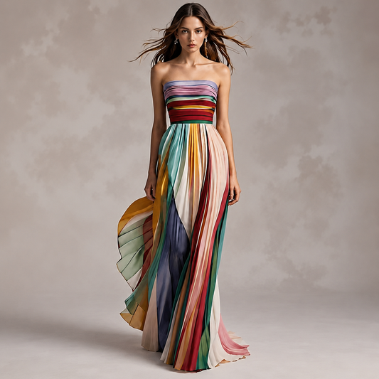 Robe Plissée Multicolore